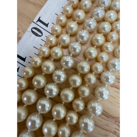 Three Glass Pearl Necklaces In Cream & Ivory Tones 26"-34" Long - Picture 8 of 9